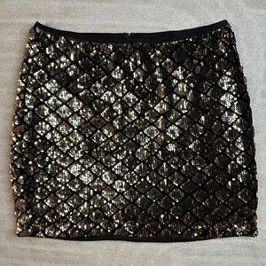 Black and Gold Sequin Mini Skirt